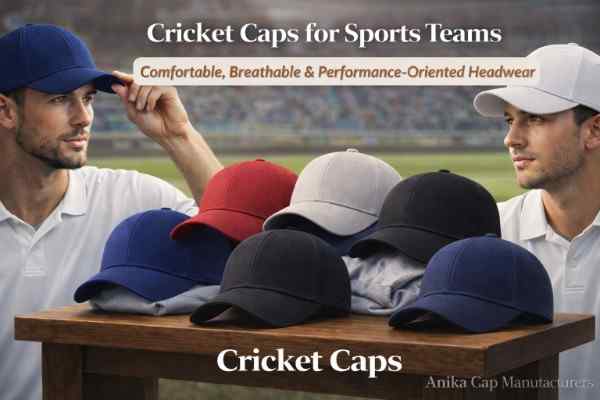 Custom cricket caps with embroidered logo manufactured in Delhi