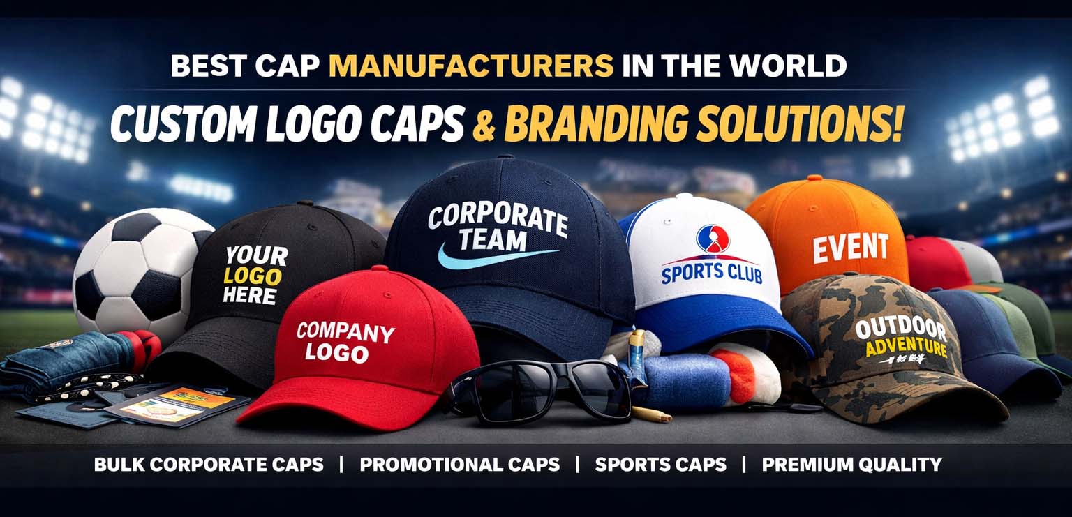 Best cap manufacturers in the world providing custom logo caps, bulk corporate caps, promotional caps and sports caps with branding solutions